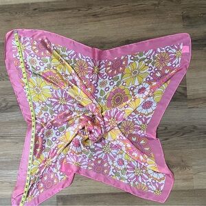 Jessica Simpson floral Pink and Yellow Scarf rectangle scarf lightweight